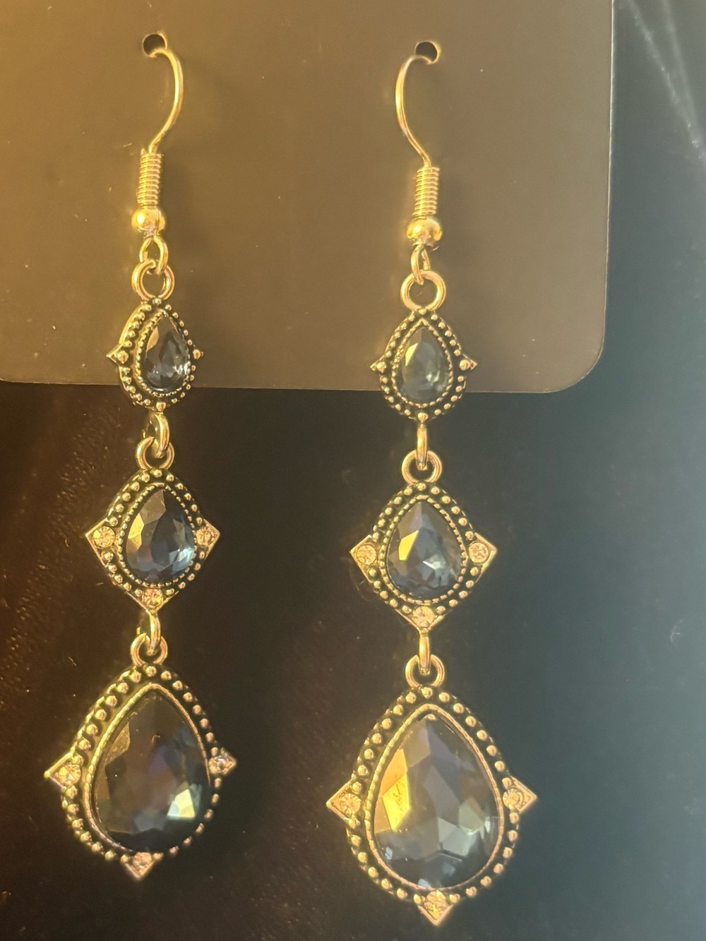 Elegant silver Tone Blue Teardrop Dangle Earrings - Women Jewelry